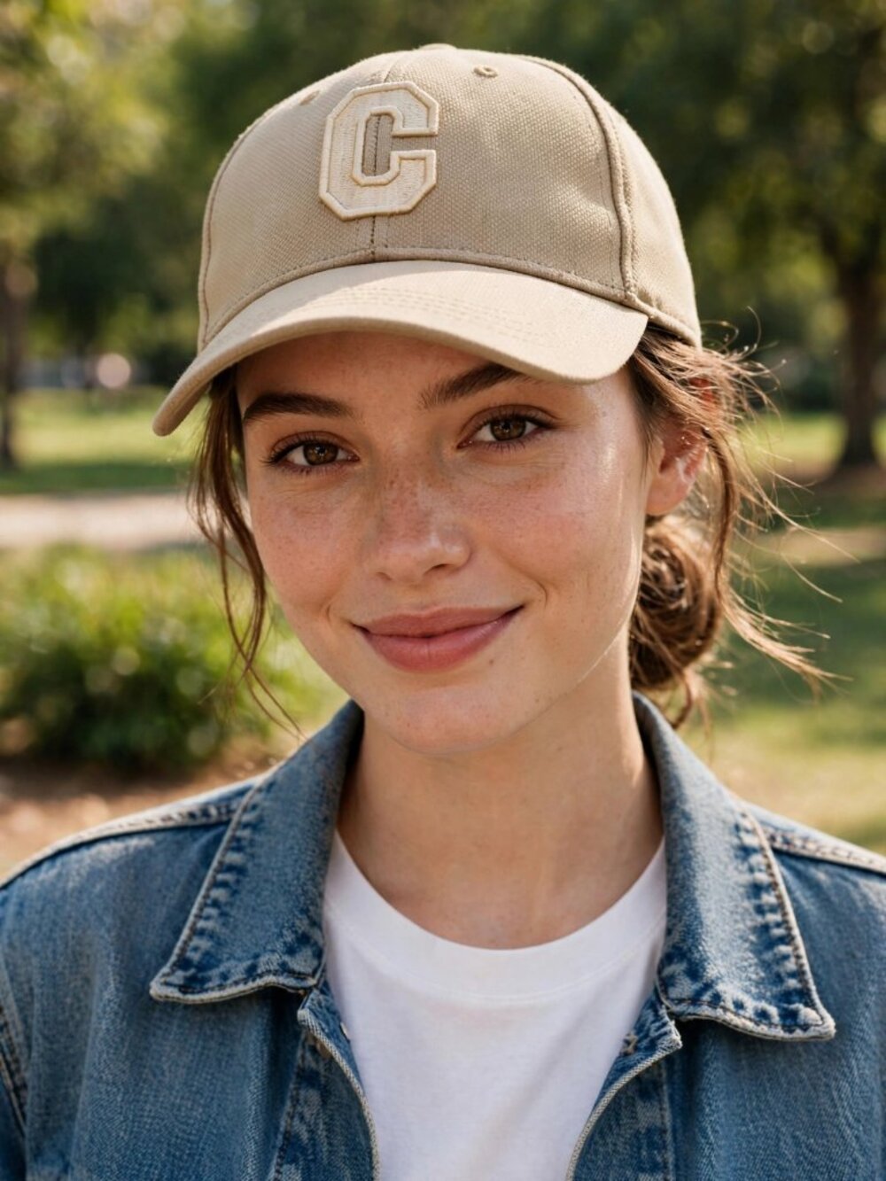 Khaki Baseball Cap with Embroidered C Logo